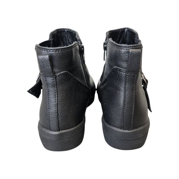 Skechers Womens 6 Arya Mod Squad Black Memory Foam Leather Ankle Wedge Booties - Picture 4 of 15